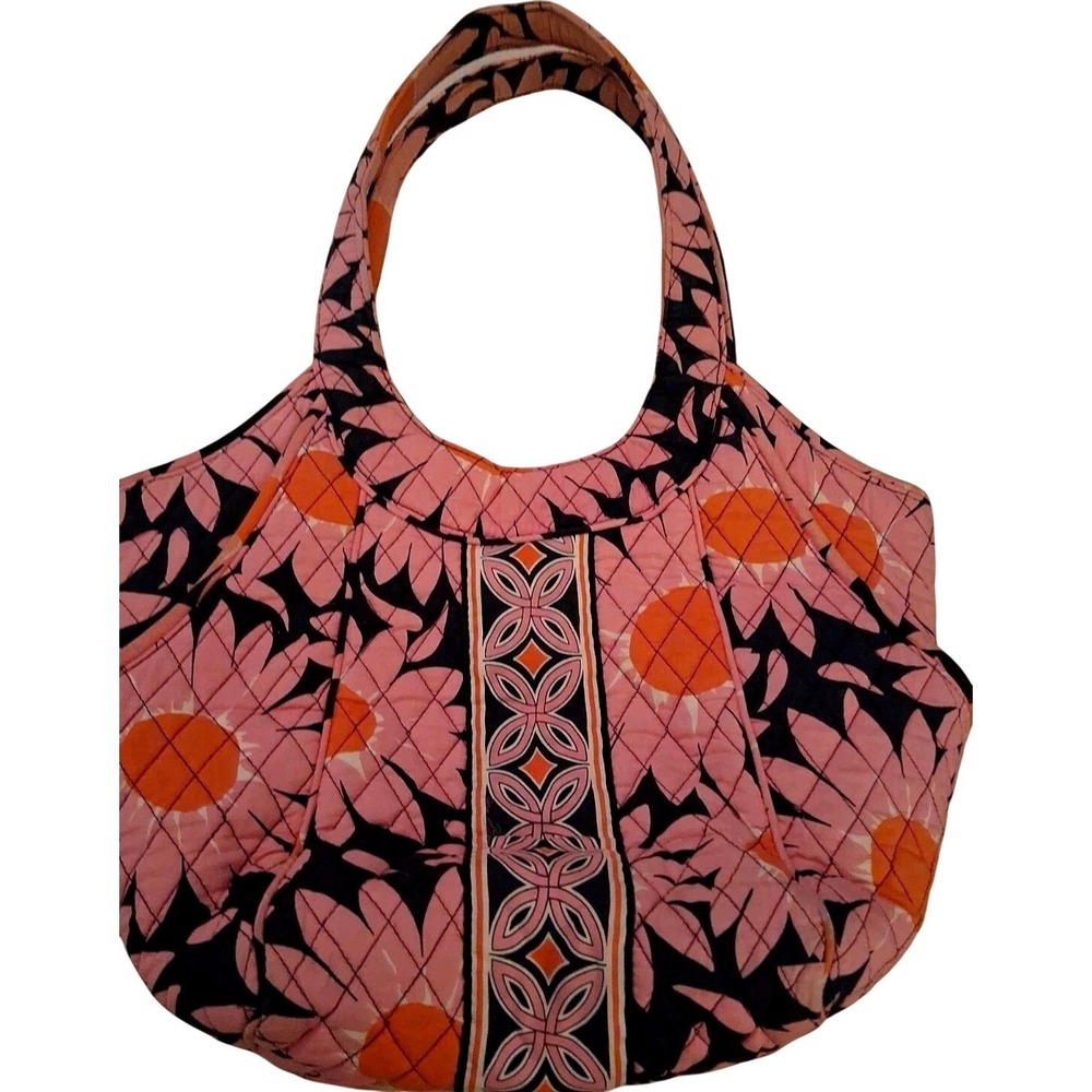 Vera Bradley Sun Valley Pink Floral Quilted Cotton Tote Shoulder Bag Large‎